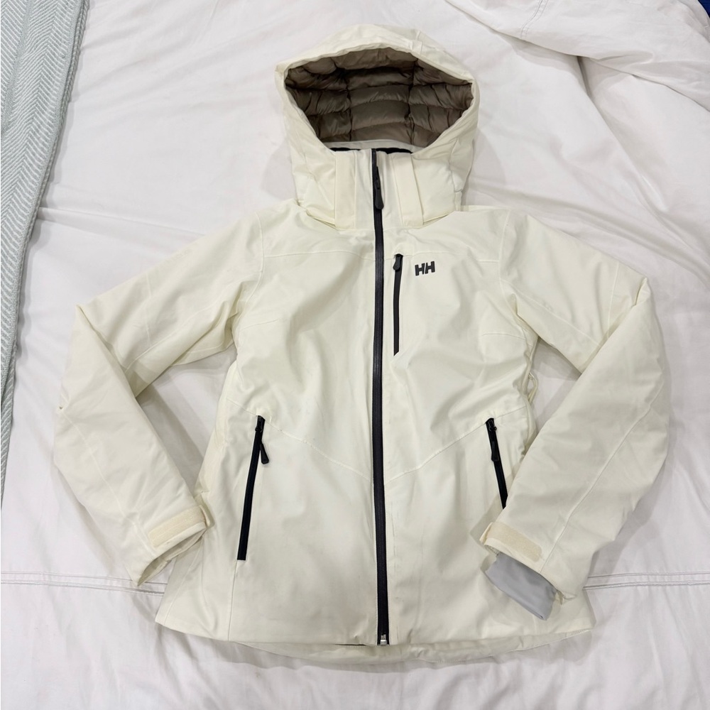 Helly Hansen Alphelia Women's Ski Jacket Coat White Hood Helly Tech Insulated